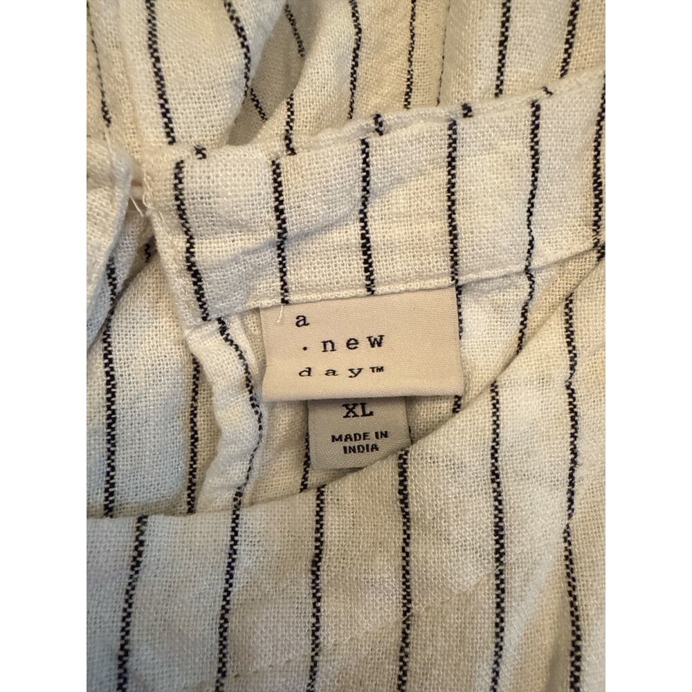 A New Day Linen Blend Striped Sleeveless Shift Dress XL Cream Black - Picture 6 of 7